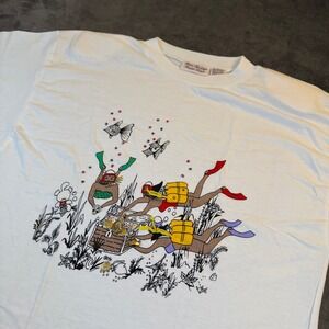 Palm Springs Yacht Club Scuba Graphic T Shirt Womens Medium White Beaded Vintage